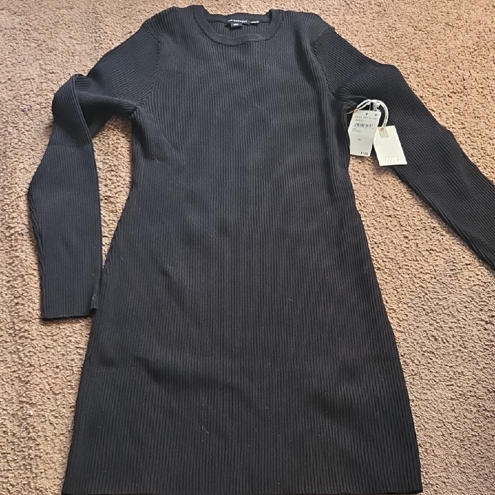 Good American Black Ribbed Long Sleeve Sweater Dress NWT plus💫